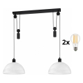 BRILAGI - LED luster na lanku RETRO GLASS 2xE27/40W/230V crna/bijela