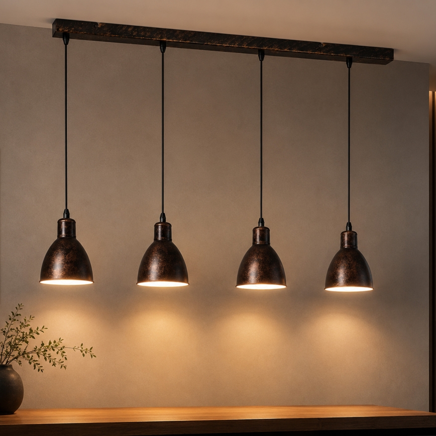 Brilagi - LED luster na lanku RIDDY 4xE27/60W/230V bakrena/patina