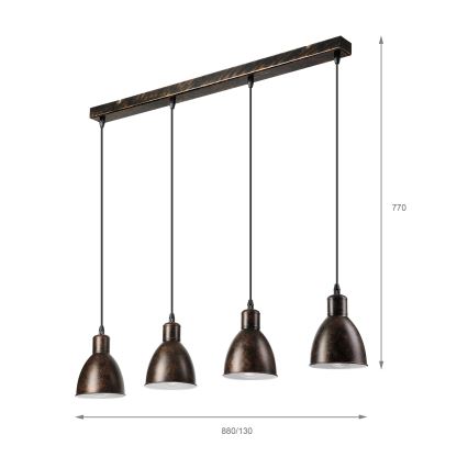 Brilagi - LED luster na lanku RIDDY 4xE27/60W/230V bakrena/patina