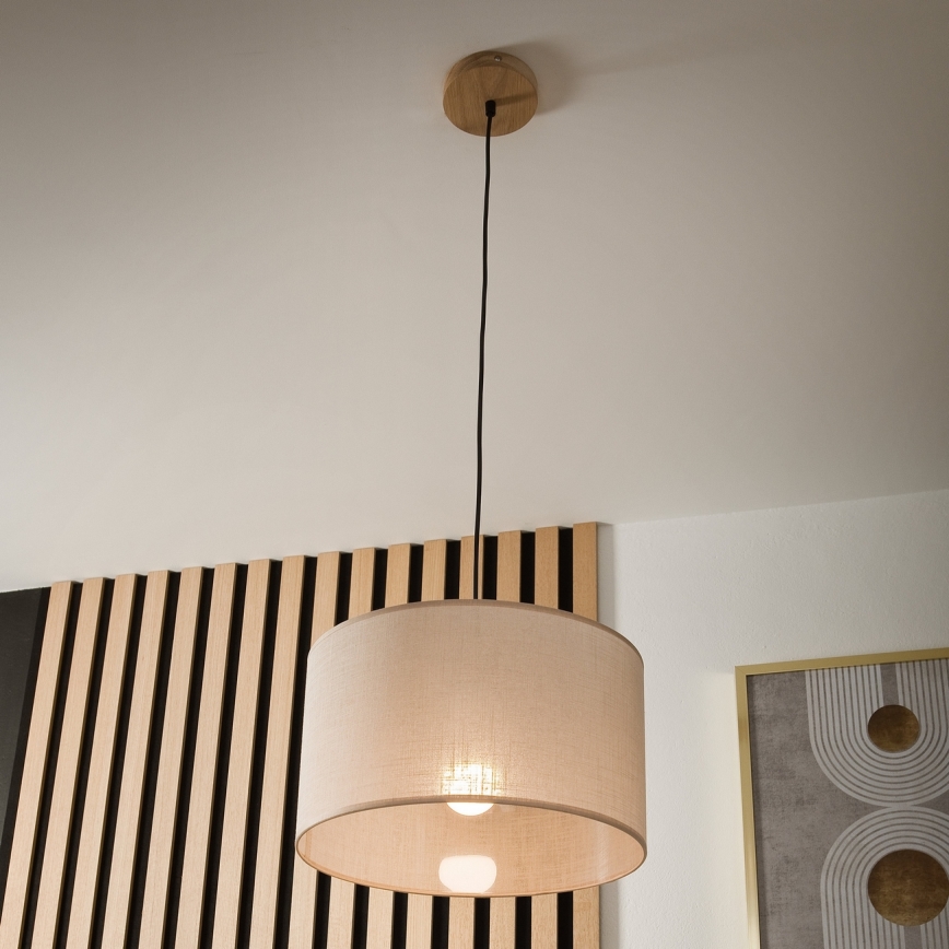 Brilagi - LED Luster na sajli ANTHONY 1xE27/60W/230V hrast/bež