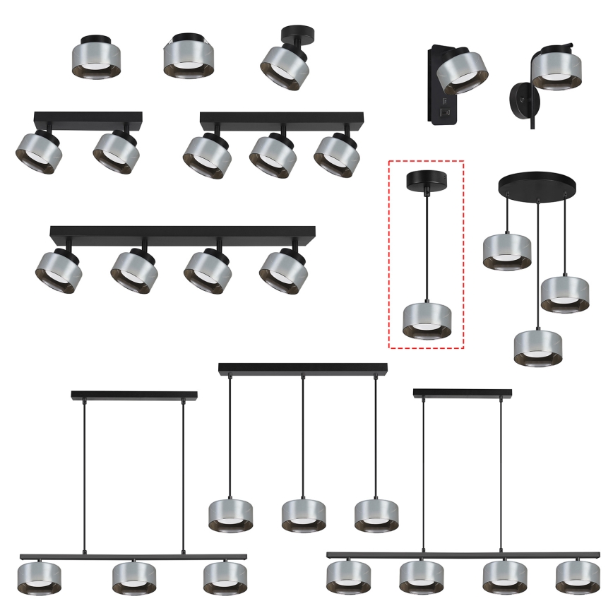 Brilagi - LED Luster na sajli AURA LUX 1xGX53/30W/230V crna/zadimljena