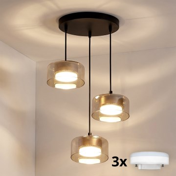 Brilagi - LED luster na sajli AURA LUX 3xGX53/13W/230V crna/zlatna