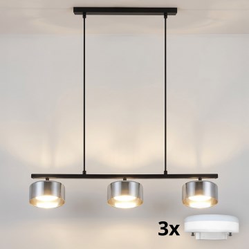 Brilagi - LED Luster na sajli AURA LUX 3xGX53/30W/230V crna/dimljena
