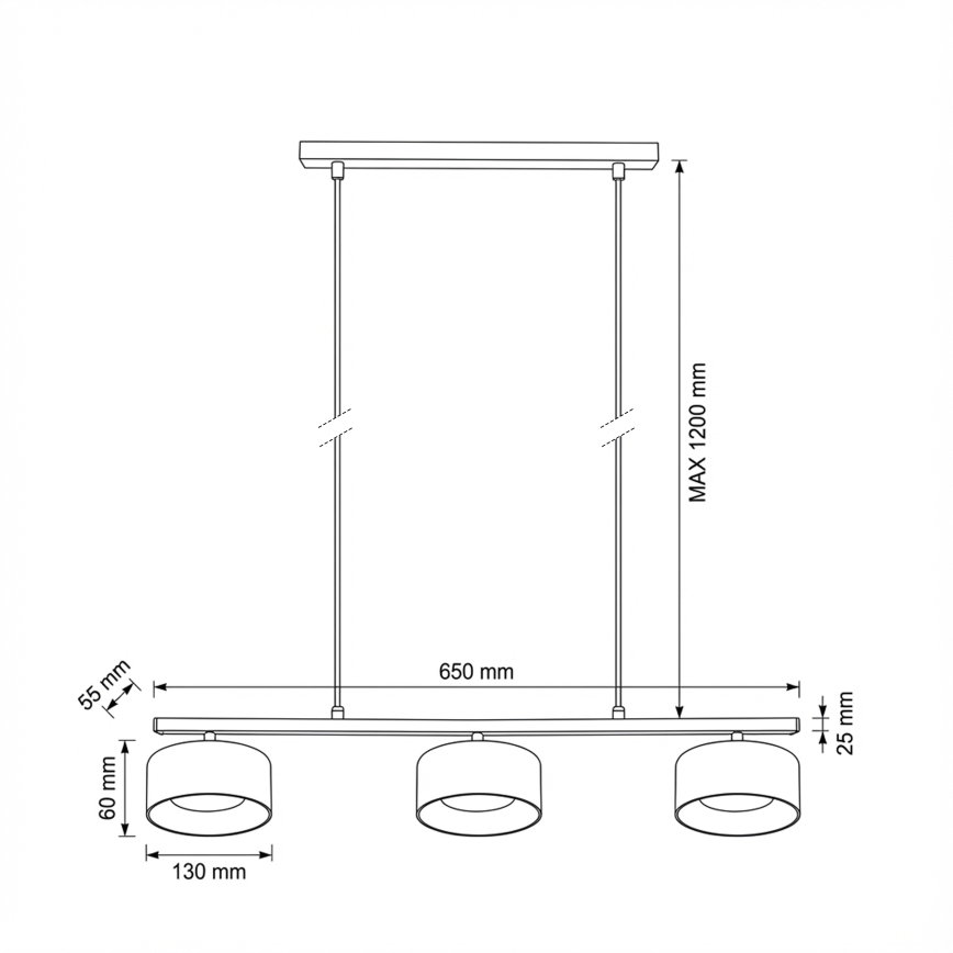 Brilagi - LED Luster na sajli AURA LUX 3xGX53/30W/230V crna/dimljena
