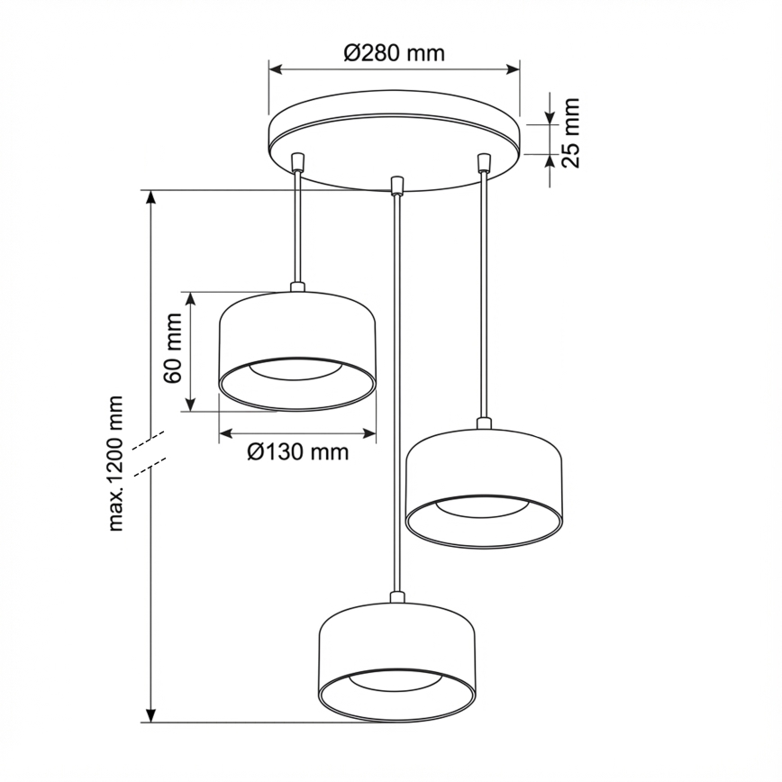 Brilagi - LED Luster na sajli AURA LUX 3xGX53/30W/230V crna/zadimljena