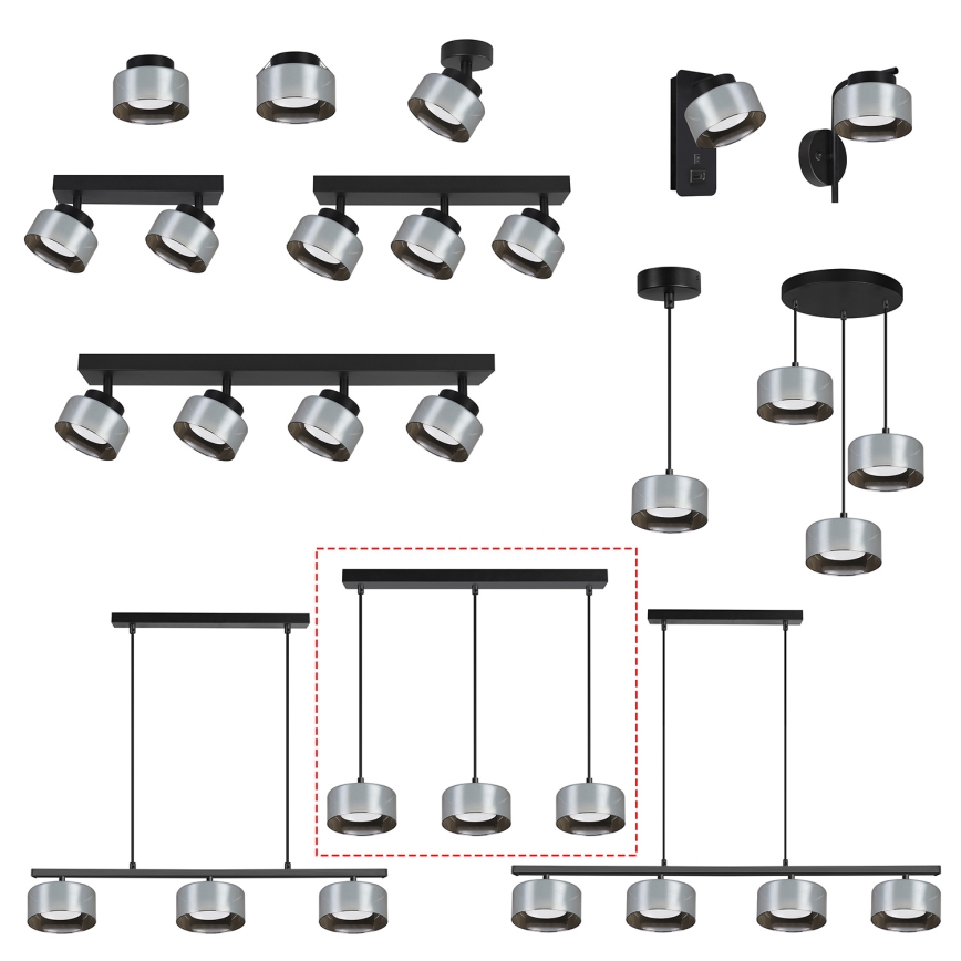 Brilagi - LED Luster na sajli AURA LUX 3xGX53/30W/230V crna/zadimljena
