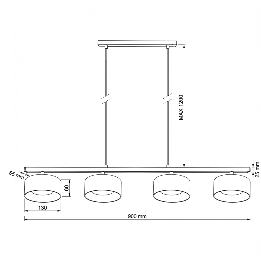 Brilagi - LED Luster na sajli AURA LUX 4xGX53/30W/230V crna/zadimljena