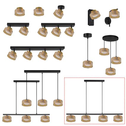 Brilagi - LED Luster na sajli AURA LUX 4xGX53/30W/230V crna/zlatna