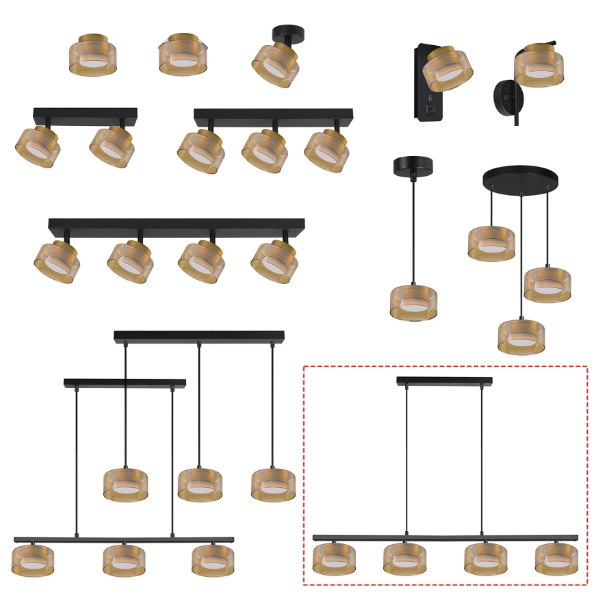 Brilagi - LED Luster na sajli AURA LUX 4xGX53/30W/230V crna/zlatna