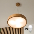 Brilagi - LED luster na sajli CARVALHO 3xE27/45W/230V hrast pr. 47,5 cm