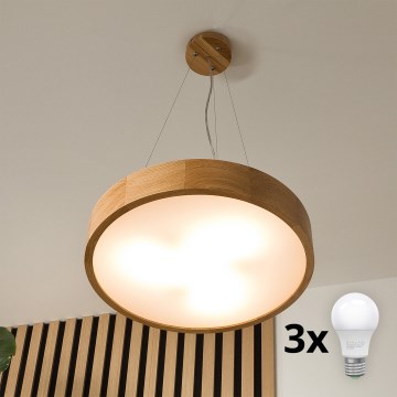 Brilagi - LED luster na sajli CARVALHO 3xE27/45W/230V hrast pr. 47,5 cm