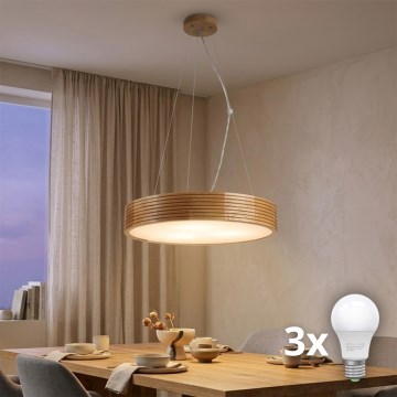 Brilagi - LED luster na sajli CARVALHO MODERN 3xE27/60W/230V hrast Ø 47,5 cm