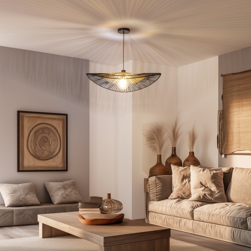 Brilagi - LED luster na sajli CERIA BOHO 1xE27/40W/230V promjer 50 cm crna/smeđa