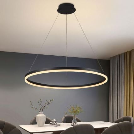 Brilagi - LED luster na sajli CIRCLE LED/55W/230V 3000-6500K Ø 80 cm, crne boje, s mogućnošću prigušivanja + daljinski upravljač