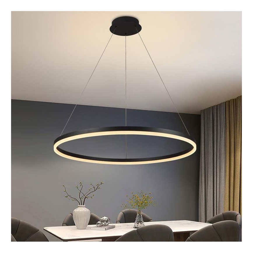 Brilagi - LED luster na sajli CIRCLE LED/55W/230V 3000-6500K Ø 80 cm, crne boje, s mogućnošću prigušivanja + daljinski upravljač