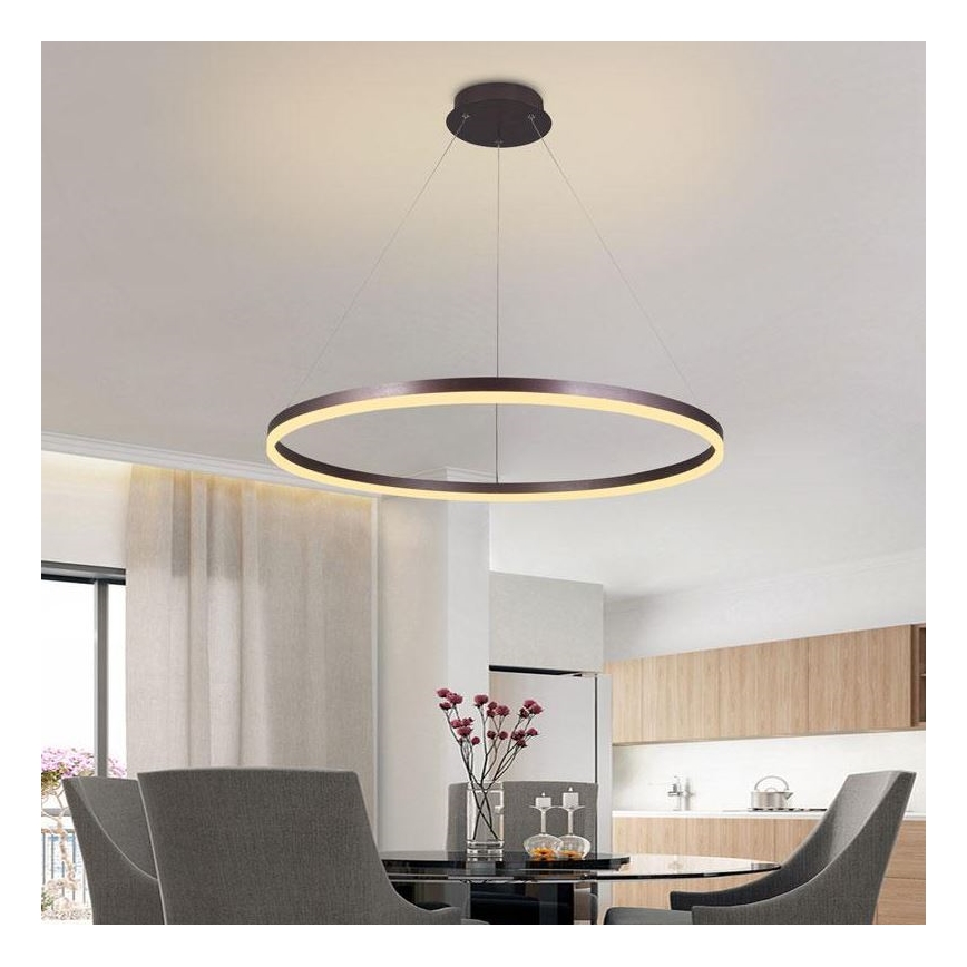 Brilagi - LED luster s mogućnošću prigušivanja na sajli CIRCLE LED/55W/230V 3000-6500K Ø 80 cm smeđa + daljinski upravljač