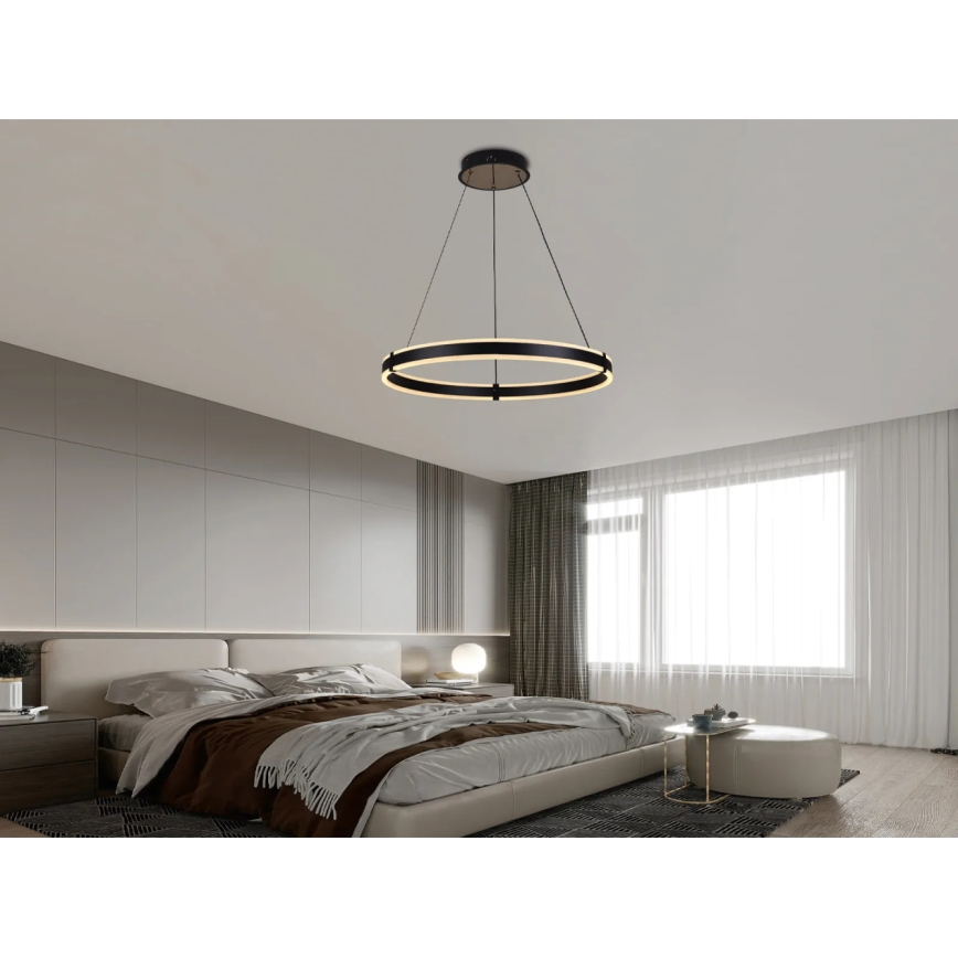 Brilagi - LED luster s mogućnošću prigušivanja na sajli CIRCLE LED/85W/230V 3000-6500K Ø 60 cm crna/zlatna + daljinski upravljač