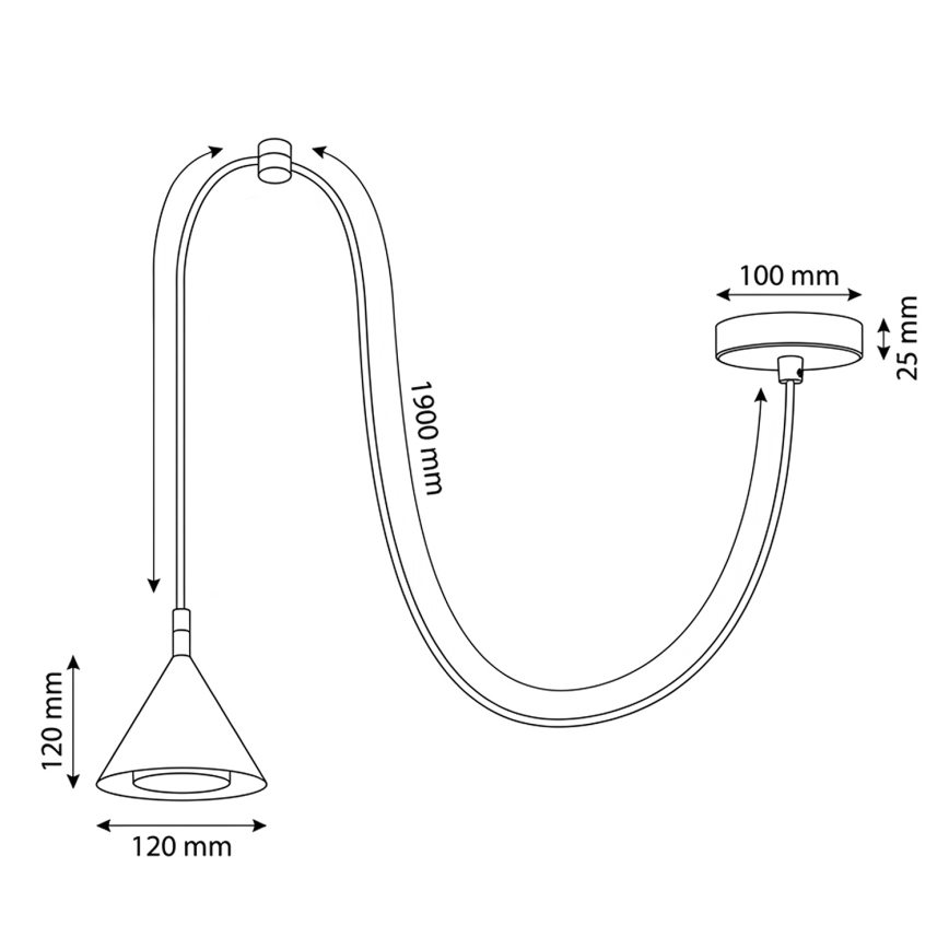 BRILAGI - LED Luster na sajli CONE SINGLE SPIDER 1xGX53/15W/230V crna