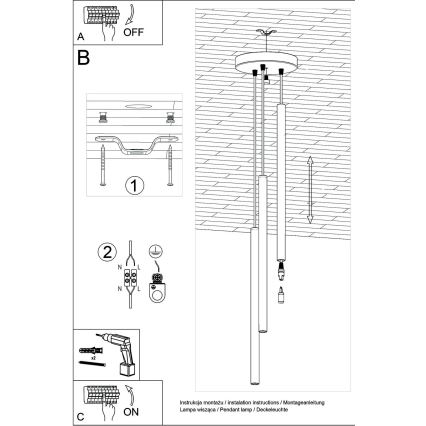 Brilagi -  LED Luster na sajli DRIFA 3xG9/4W/230V crna