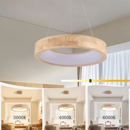 Brilagi - LED luster na sajli FALCON WOOD LED/30W/230V 3000/4000/6000K Ø 45 cm drvo