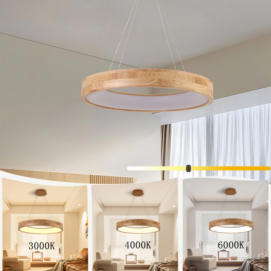 Brilagi - LED luster na sajli FALCON WOOD LED/40W/230V 3000/4000/6000K Ø 60 cm drvo