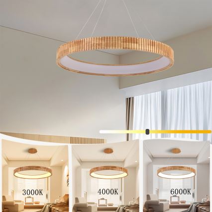 Brilagi - LED luster na sajli FALCON WOOD MODERN LED/60W/230V 3000/4000/6000K Ø 80 cm drvo