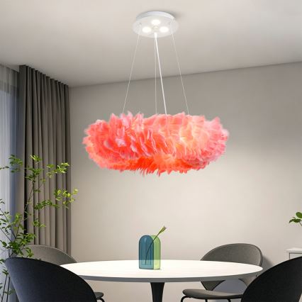 BRILAGI - LED luster na sajli FEATHER 3xE27/40W/230V + 3xLED/3W, promjer 50 cm, ružičasta