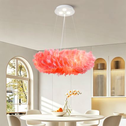 BRILAGI - LED luster na sajli FEATHER 3xE27/40W/230V + 3xLED/3W, promjer 50 cm, ružičasta