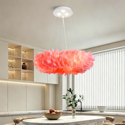 BRILAGI - LED luster na sajli FEATHER 3xE27/40W/230V + 3xLED/3W, promjer 50 cm, ružičasta