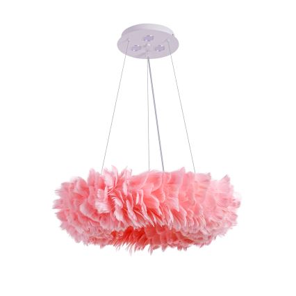 BRILAGI - LED luster na sajli FEATHER 3xE27/40W/230V + 3xLED/3W, promjer 50 cm, ružičasta