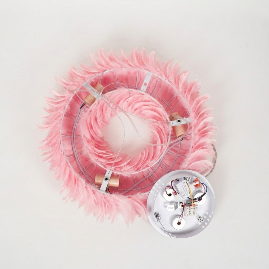 BRILAGI - LED luster na sajli FEATHER 3xE27/40W/230V + 3xLED/3W, promjer 50 cm, ružičasta