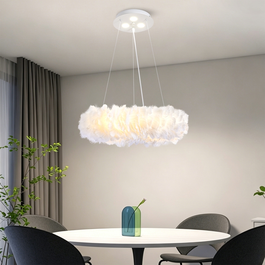 BRILAGI - LED luster na sajli FEATHER 3xE27/40W/230V + 3xLED/3W Ø 40 cm bijeli