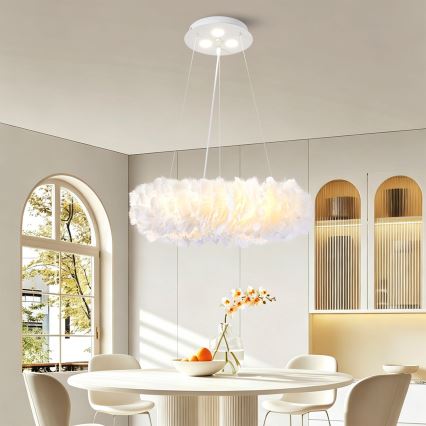 BRILAGI - LED luster na sajli FEATHER 3xE27/40W/230V + 3xLED/3W Ø 40 cm bijeli