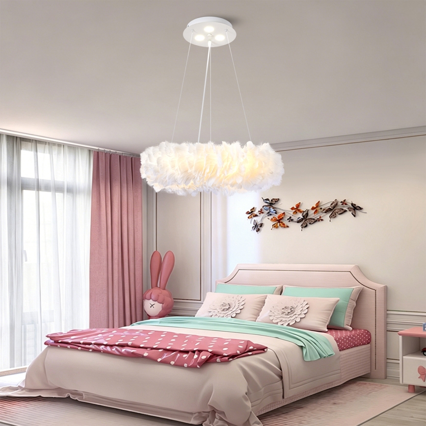 BRILAGI - LED luster na sajli FEATHER 3xE27/40W/230V + 3xLED/3W Ø 40 cm bijeli