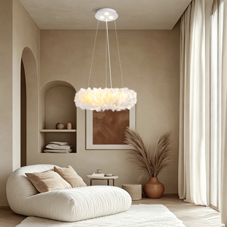 BRILAGI - LED luster na sajli FEATHER 3xE27/40W/230V + 3xLED/3W Ø 40 cm bijeli