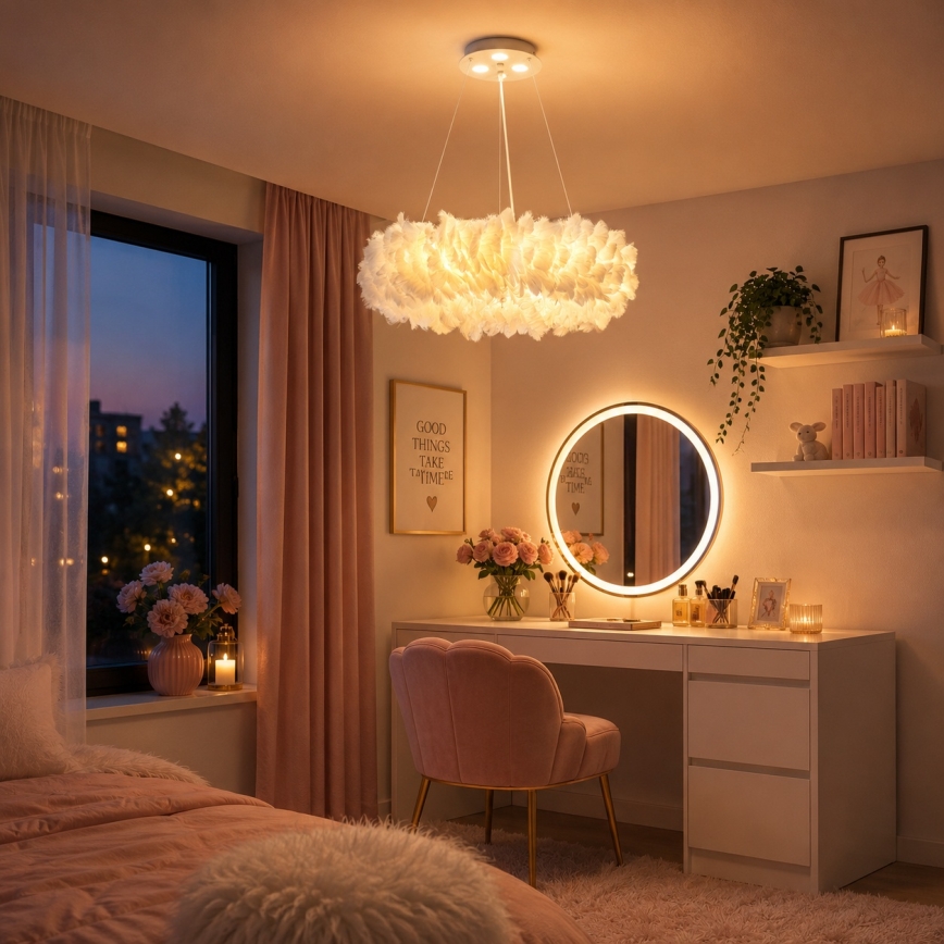 BRILAGI - LED luster na sajli FEATHER 3xE27/40W/230V + 3xLED/3W Ø 40 cm bijeli