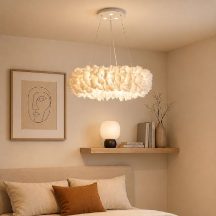 BRILAGI - LED luster na sajli FEATHER 3xE27/40W/230V + 3xLED/3W Ø 40 cm bijeli