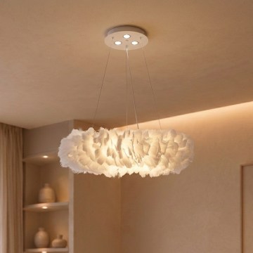Brilagi - LED luster na sajli FEATHER 3xE27/40W/230V + 3xLED/3W Ø 50 cm bijela