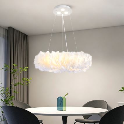 BRILAGI - LED luster na sajli FEATHER 3xE27/40W/230V + 3xLED/3W Ø 50 cm bijela