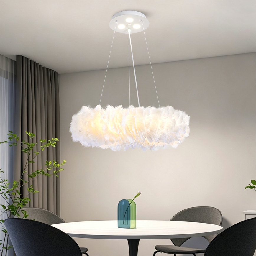 BRILAGI - LED luster na sajli FEATHER 3xE27/40W/230V + 3xLED/3W Ø 50 cm bijela