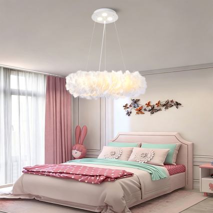 BRILAGI - LED luster na sajli FEATHER 3xE27/40W/230V + 3xLED/3W Ø 50 cm bijela