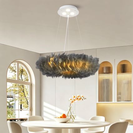 BRILAGI - LED luster na sajli FEATHER 3xE27/40W/230V + 3xLED/3W Ø 50 cm siva