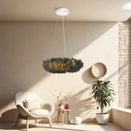 BRILAGI - LED luster na sajli FEATHER 3xE27/40W/230V + 3xLED/3W Ø 50 cm siva