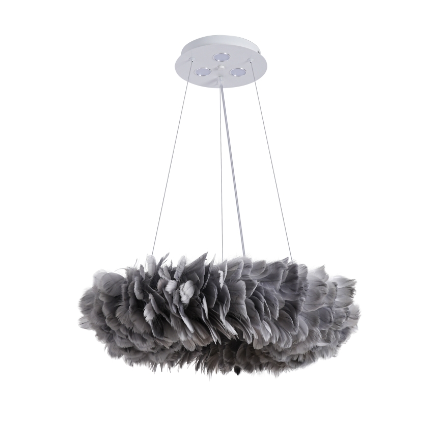 BRILAGI - LED luster na sajli FEATHER 3xE27/40W/230V + 3xLED/3W Ø 50 cm siva