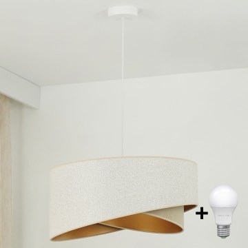 Brilagi - LED Luster na sajli LYRA 1xE27/15W/230V bijela/bež/zlatna