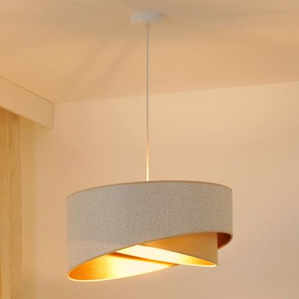Brilagi - LED Luster na sajli LYRA 1xE27/15W/230V bijela/bež/zlatna