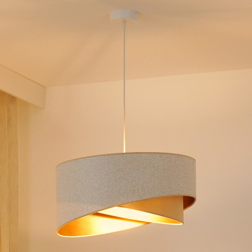Brilagi - LED Luster na sajli LYRA 1xE27/15W/230V bijela/bež/zlatna