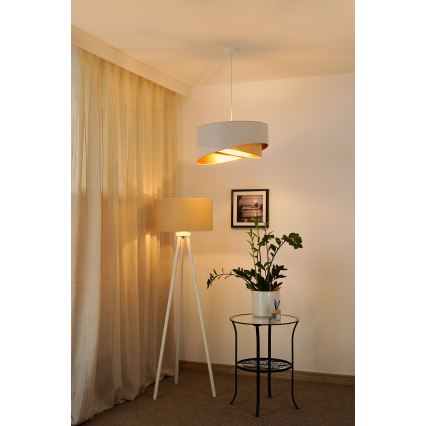 Brilagi - LED Luster na sajli LYRA 1xE27/15W/230V bijela/bež/zlatna