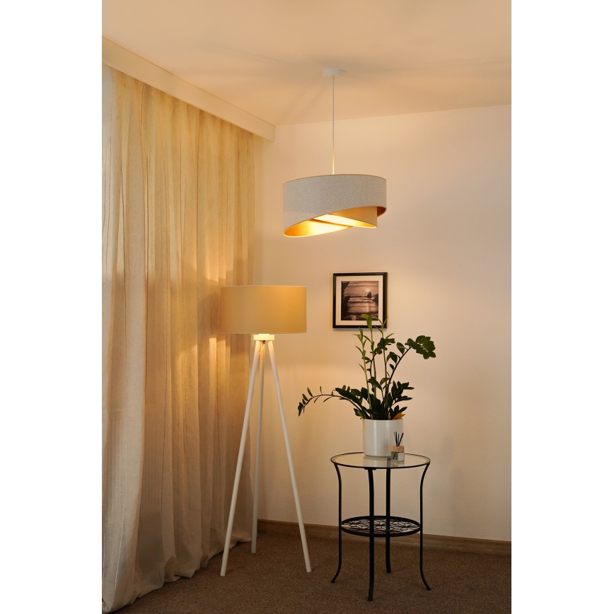 Brilagi - LED Luster na sajli LYRA 1xE27/15W/230V bijela/bež/zlatna