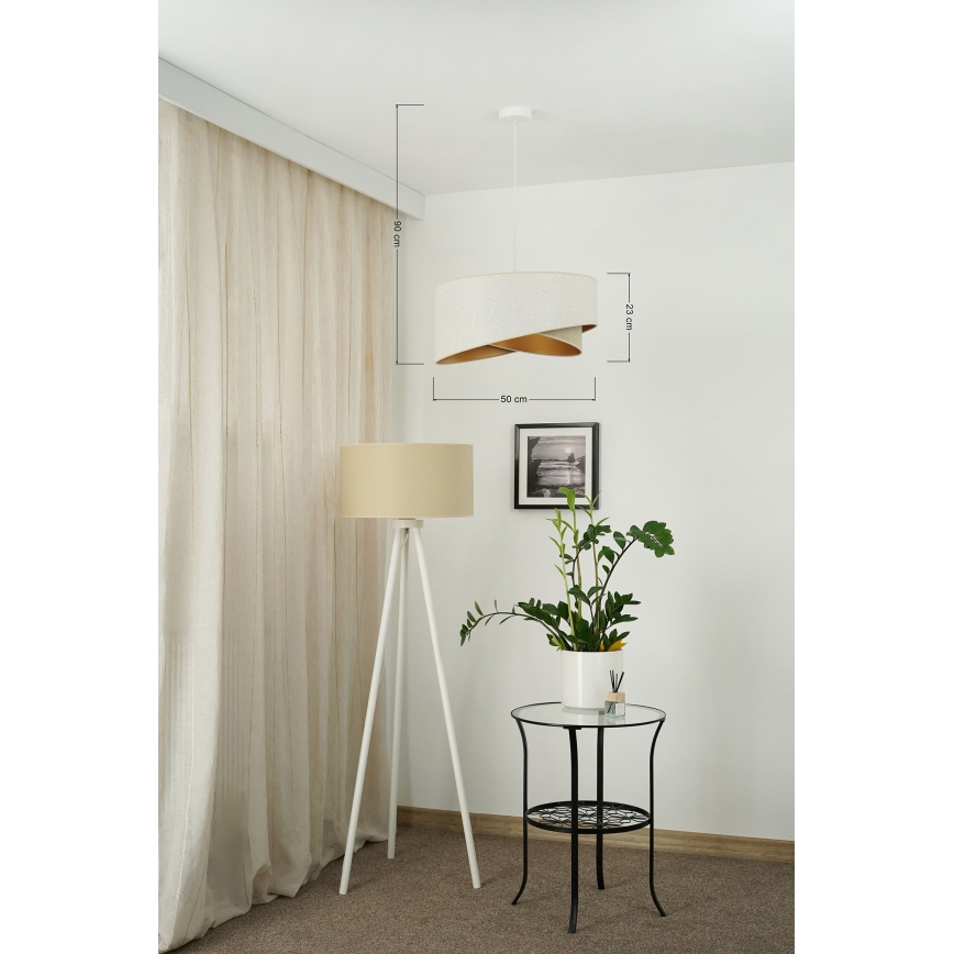 Brilagi - LED Luster na sajli LYRA 1xE27/15W/230V bijela/bež/zlatna